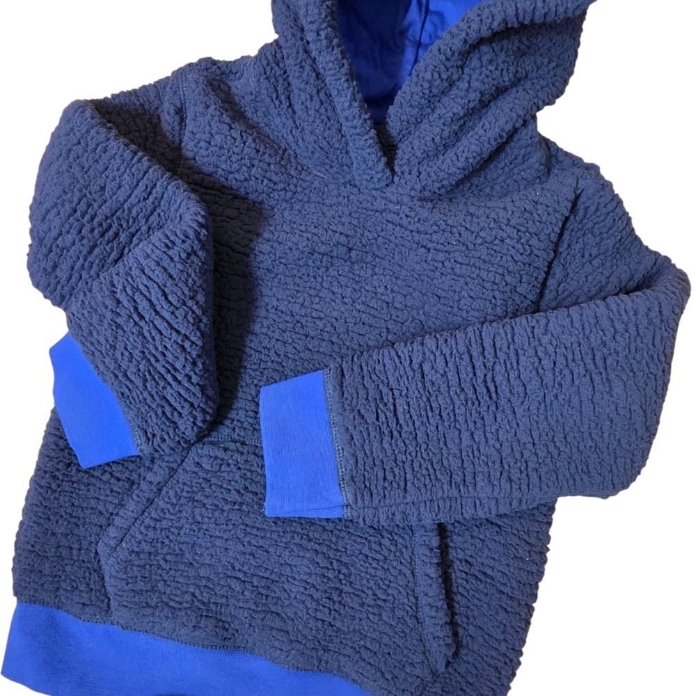 Lands' End Hoodie Kids XS 4-5 Deep Sea Navy Sherpa Fleece Blue New BIN O - Picture 6 of 14